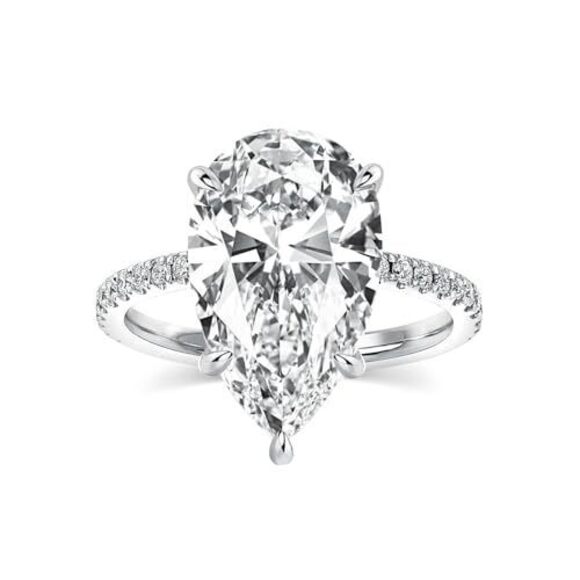 Jewelry - RODIFFY 5.0CT Elongated Pear Shaped Engagement Ring,Hidden Halo Simulated Diamo